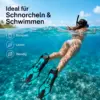 Kurze Schnorchelflossen XS 32–36 – verstellbare Schwimmflossen in Türkis/Schwarz