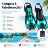 Kurze Schnorchelflossen XS 32–36 – verstellbare Schwimmflossen in Türkis/Schwarz