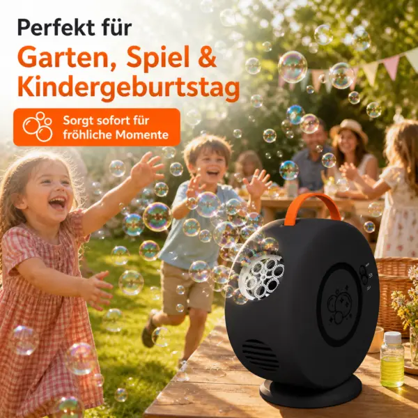 Seifenblasenmaschine Automatisch 90°/360° Drehbar, Elektrisches Blasenspielzeug schwarz