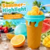 Slushy Becher 500 ml im Eiswaffel-Design – Frozen Squeeze Cup mit Löffel-Strohhalm für Slush-Eis, Saft & Cola