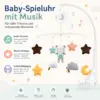 Baby Mobile mit Spieluhr fürs Kinderbett – Teddy, Sterne & Mond, beruhigende Melodie für Neugeborene