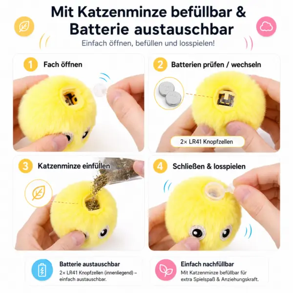 Spielzeug für die Katze Interaktive Katzenbälle mit Tiergeräuschen – 3er Set