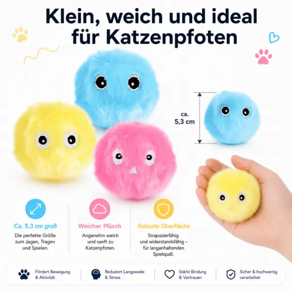 Spielzeug für die Katze Bälle Interaktive Katzenbälle mit Tiergeräuschen – 3er Set