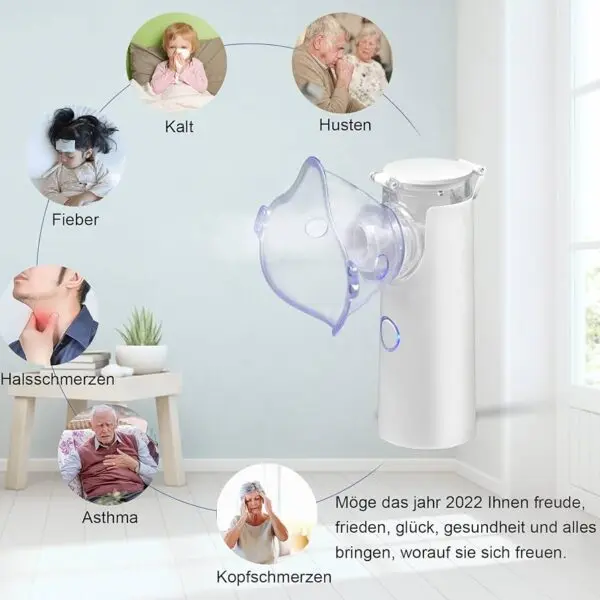 Tragbarer Mesh Inhalator – leise Vernebelung ≤30 dB, ideal für Kinder & Erwachsene, Asthma, Husten & Erkältung, Mini Vernebler Tragbarer Mini Inhalator – leise Vernebelung ≤30 dB, ideal für Kinder bei Asthma, Husten, Erkältung, Mini Vernebler für Zuhause und unterwegs