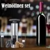 Vakuum Weinöffner Set Edelstahl – Korkenzieher mit Pumpe, Ausgießer, Vakuumverschluss & Folienmesser