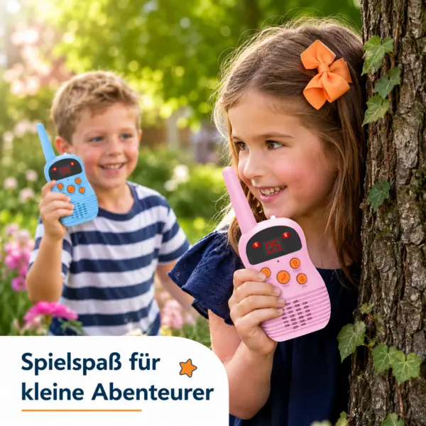Walkie Talkie 2er Set – Blau & Rosa mit Lich Walkie Talkie 2er Set – Blau & Rosa mit Licht, Display & klarer Sprachfunktion