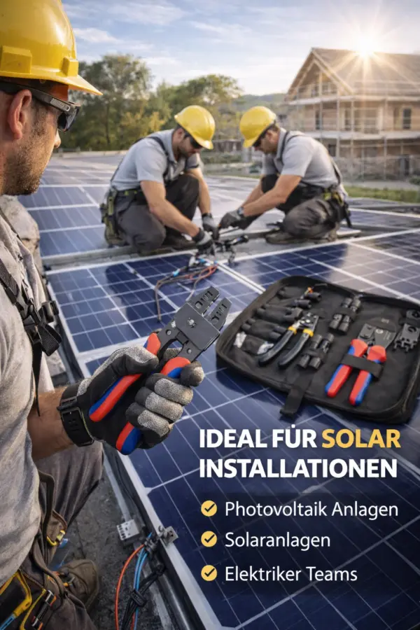 MC4 Solar Werkzeug Set – Crimpzange Set für Solarkabel 2,5–6 mm² mit Abisolierzange & Tasche