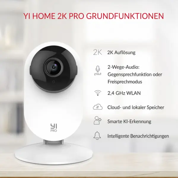YI Home 2K Pro WLAN Kamera – 2K Innenkamera YI Home 2K Pro WLAN Kamera – 2 Innenkameras mit KI-Personenerkennung, Nachtsicht, 2-Wege-Audio, App & microSD-Speicher