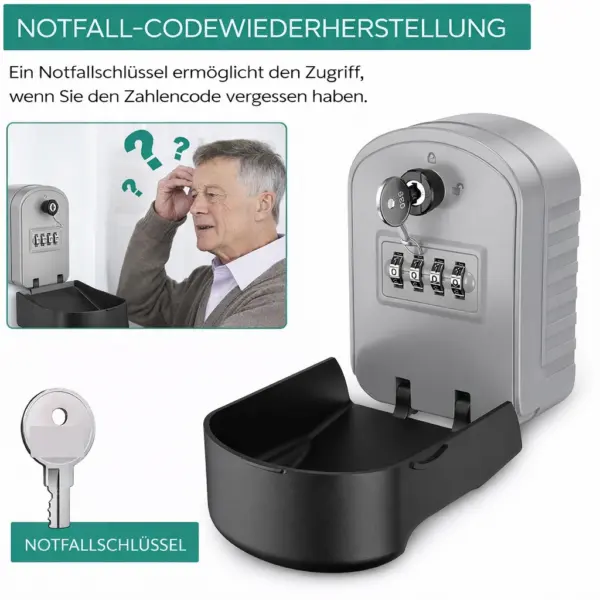Wandschlüsseltresor mit Zahlenschloss und Schlüsselnotöffnung – Wetterfest & Sicher