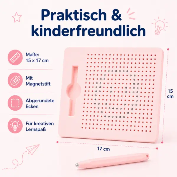 Magnetische Zeichentafel für Kinder mit Stahlkugeln & Magnetstift – Lernspielzeug zum Schreiben, Malen und Üben