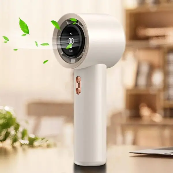 Handventilator wiederaufladbar USB-C, Mini Ventilator mit LED-Anzeige, 3 Geschwindigkeitsstufen - Weiß