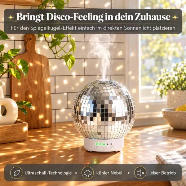 Aroma Diffuser Diskokugel – Luftbefeuchter mit 14 Farben Stimmungslicht, drehbar, für Aromatherapie