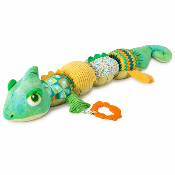 Babyspielzeug Chamäleon ca. 59 cm – Sensorik Plüschtier mit Beißring, Knister- & Geräuschelementen, Greifspielzeug für Babys