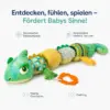 Babyspielzeug Chamäleon ca. 59 cm – Sensorik Plüschtier mit Beißring, Knister- & Geräuschelementen, Greifspielzeug für Babys