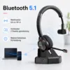 Bluetooth Headset mit Ladestation M890BT – kabelloses Business Headset mit Mikrofon, Geräuschreduzierung, bis 20 Std. Gesprächszeit, Bluetooth 5.1 für PC & Smartphone