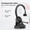 Bluetooth Headset mit Ladestation M890BT – kabelloses Business Headset mit Mikrofon, Geräuschreduzierung, bis 20 Std. Gesprächszeit, Bluetooth 5.1 für PC & Smartphone