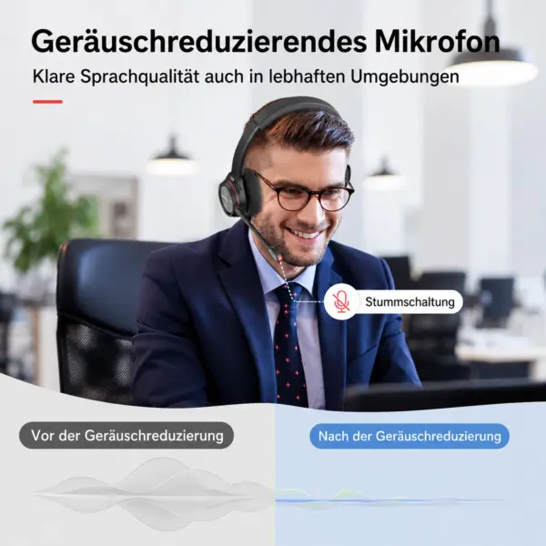 Bluetooth Headset mit Ladestation M890BT – kabelloses Business Headset mit Mikrofon, Geräuschreduzierung, bis 20 Std. Gesprächszeit, Bluetooth 5.1 für PC & Smartphone