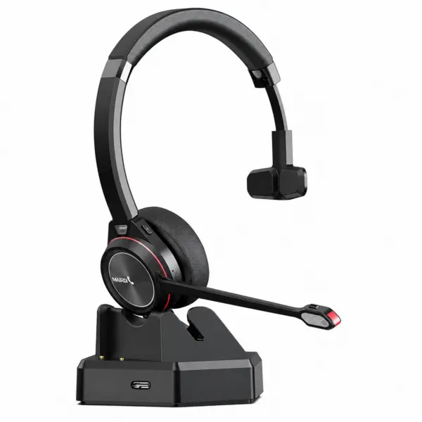 Bluetooth Headset mit Ladestation M890BT – kabelloses Business Headset mit Mikrofon, Geräuschreduzierung, bis 20 Std. Gesprächszeit, Bluetooth 5.1 für PC & Smartphone