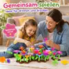 104-teiliges Blumen Steckspiel für Kinder ab 3 Jahren – bunter Blumen Baukasten zum Zusammenstecken, Kreativspielzeug mit Blüten, Stielen, Blättern & Bodenplatten