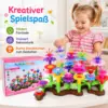 104-teiliges Blumen Steckspiel für Kinder ab 3 Jahren – bunter Blumen Baukasten zum Zusammenstecken, Kreativspielzeug mit Blüten, Stielen, Blättern & Bodenplatten