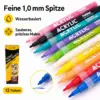 Acrylstifte Set 12 Farben – Acrylmarker 1 mm, wasserbasierte Paint Marker für Steine, Holz, Papier, Karton & Bastelprojekte