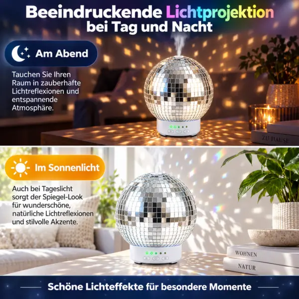 Aroma Diffuser Diskokugel – Luftbefeuchter mit 14 Farben Stimmungslicht, drehbar, für Aromatherapie