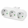 3-fach Steckdosenadapter 16A 250V – Dreifachstecker mit Schutzkontakt – kompakter Steckdosenverteiler ohne Kabel, Weiß