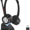 Bluetooth Headset mit Mikrofon & Ladestation, kabelloses Büro Headset mit USB Dongle, Bluetooth 5.2, bis zu 40 Std. Akkulaufzeit