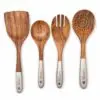 4-teiliges Holz-Küchenutensilien-Set – Kochlöffel, Pfannenwender & Servierlöffel