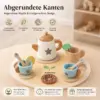 Holz-Teeset für Kinder – liebevolles Rollenspiel-Set mit Teekanne, 2 Tassen & Zubehör