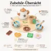 Holz-Teeset für Kinder – liebevolles Rollenspiel-Set mit Teekanne, 2 Tassen & Zubehör