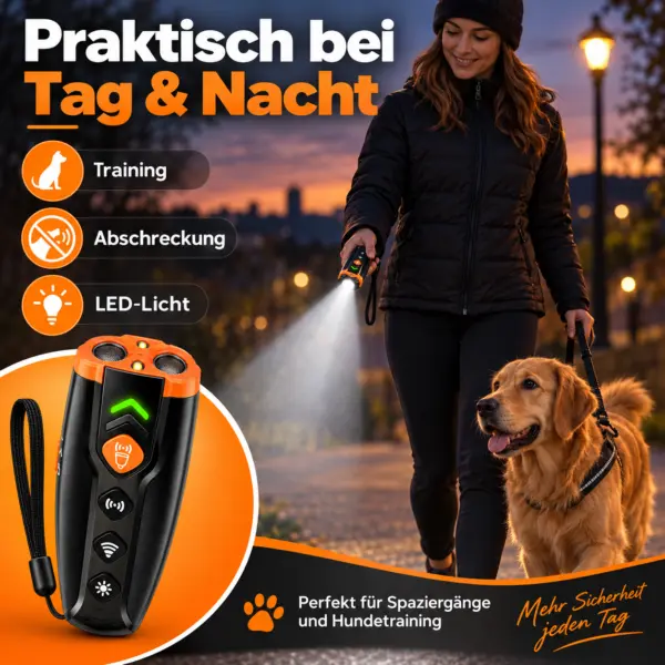 Ultraschall Hundetrainer, Hunde Abwehr, Hundeerziehung, Bellstopp, Anti-Bell Gerät, Hundetraining, Hundeabwehrgerät, Hundeschutz, Hundetrainer Gerät, LED Hundeleuchte, Hunde Erziehungshilfe, Hundesicherheit, tragbares Hundeabwehrgerät, Hundeabwehr Ultraschall, Bellkontrolle