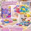 Bastelset Kinder Blumenstrauß DIY – Kreativset mit 8 Blumen, 2 Schmetterlingen, Holzstäben, Stoffpapier & Lichterkette – Geschenkidee