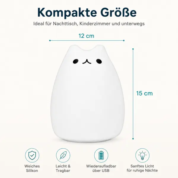 LED Katzenlampe Nachtlicht – süße Kinderlampe mit warmweißem Licht & Farbwechsel