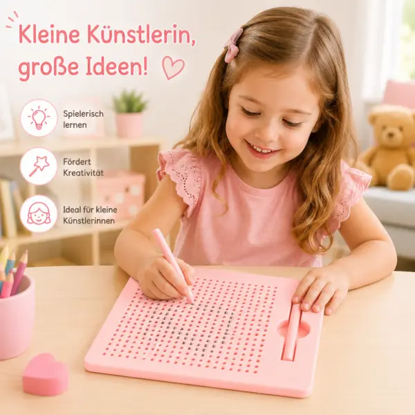 Magnetische Zeichentafel für Kinder mit Stahlkugeln & Magnetstift – Lernspielzeug zum Schreiben, Malen und Üben