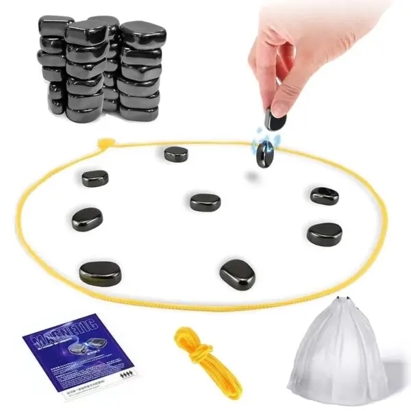 Magnetspiel – Magnetisches Strategiespiel für 1–4 Spieler mit starken Magneten, Spielseil & Aufbewahrungsbeutel – Denkspiel für Kinder & Erwachsene
