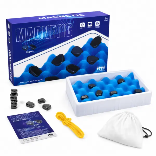 Magnetspiel Magnetisches Strategiespiel für 1–4 Spieler mit starken Magneten, Spielseil & Aufbewahrungsbeutel – Denkspiel für Kinder & Erwachsene