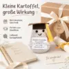 Positive Kartoffel mit Abschlussmütze – kleines Motivationsgeschenk für Schüler, Abiturienten & Studenten