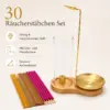Räucherstäbchenhalter Set mit 30 Räucherstäbchen | Holz & Gold