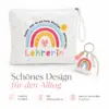 regenbogen-maeppchen-lehrerin-geschenkidee.jpg Geschenk für Lehrerin & Erzieherin – Mäppchen 22 x 18 cm mit Regenbogen & Schlüsselanhänger – Dankeschön Geschenk Abschied Schule Kita