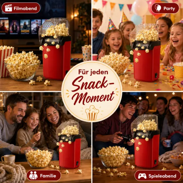 Popcornmaschine Heißluft – rote Popcorn Maker Maschine für frisches Popcorn ohne Öl