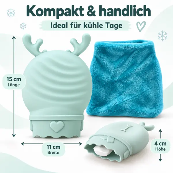 Kompakter Handwärmer mit Plüschhülle – wiederverwendbarer Wärmer im süßen Hirsch-Design