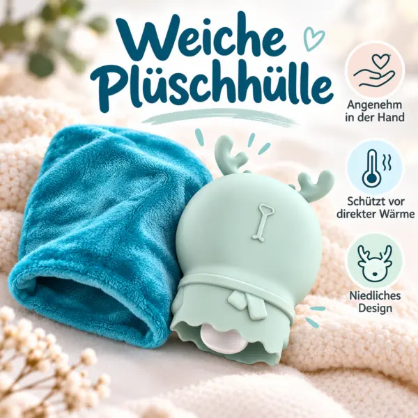 Kompakter Handwärmer mit Plüschhülle – wiederverwendbarer Wärmer im süßen Hirsch-Design