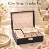 Schmuckbox Schmuckbox Schwarz mit Schloss – elegante Schmuckaufbewahrung mit 2 Ebenen