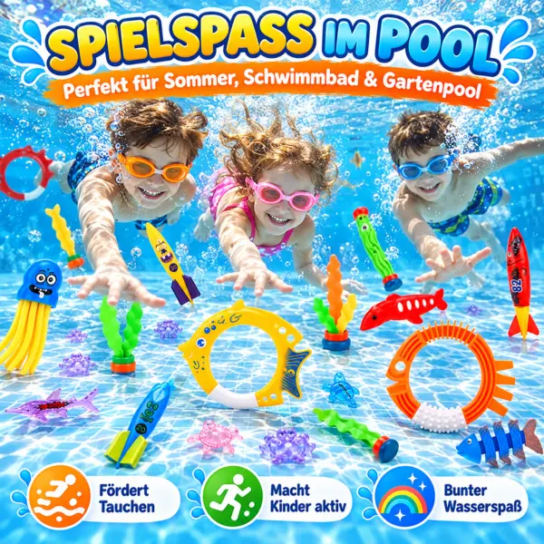 38-teiliges Tauchspielzeug-Set für Kinder – bunter Unterwasserspaß für Pool & Schwimmbad
