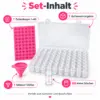 aufbewahrungsbox-60-doeschen-set-inhalt Aufbewahrungsbox mit 60 Schraubdöschen, Trichter & Zahlenaufklebern 1–60