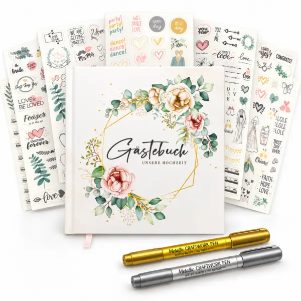 gaestebuch-hochzeit-geschenkidee-mit-stickern Gästebuch Hochzeit, Hochzeitsgästebuch, Gästebuch Hochzeit Set, Gästebuch mit Stickern, Hochzeitsgästebuch mit Stickern, Gästebuch Hochzeit Geschenk, Hochzeit Erinnerungsbuch, Gästebuch Brautpaar, Gästebuch Hochzeit Gold, Hochzeitsbuch mit Stiften, Geschenk Brautpaar Hochzeit, Hochzeitsgeschenk Gästebuch