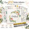 Gästebuch Hochzeit Set mit über 200 Stickern & 2 Metallic-Stiften in Gold und Silber