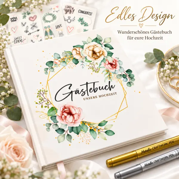 Gästebuch Hochzeit, Hochzeitsgästebuch, Gästebuch Hochzeit Set, Gästebuch mit Stickern, Hochzeitsgästebuch mit Stickern, Gästebuch Hochzeit Geschenk, Hochzeit Erinnerungsbuch, Gästebuch Brautpaar, Gästebuch Hochzeit Gold, Hochzeitsbuch mit Stiften, Geschenk Brautpaar Hochzeit, Hochzeitsgeschenk Gästebuch