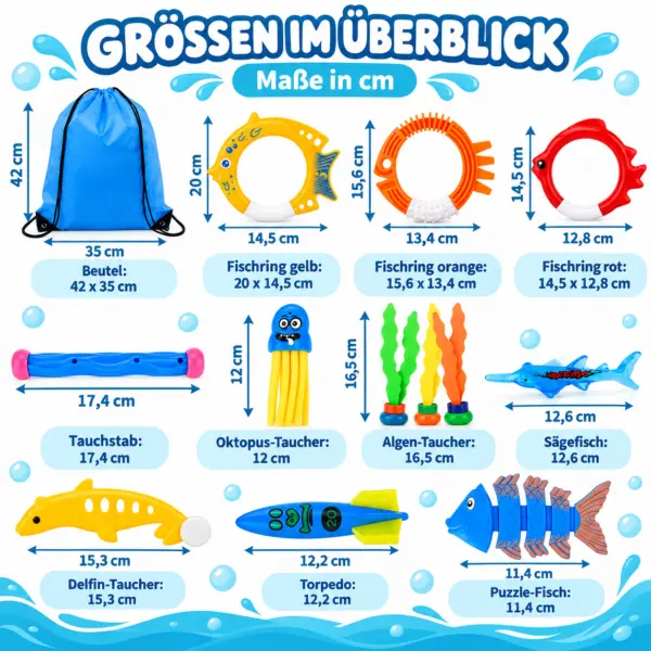 Tauchspielzeug für Kinder – 38-teiliges Set für bunten Unterwasserspaß in Pool & Schwimmbad